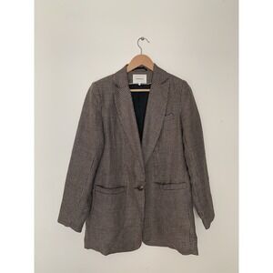 Emerson Fry Dinner Jacket Blazer 100% Houndstooth Linen Sz 6 Academia Prep Ivy